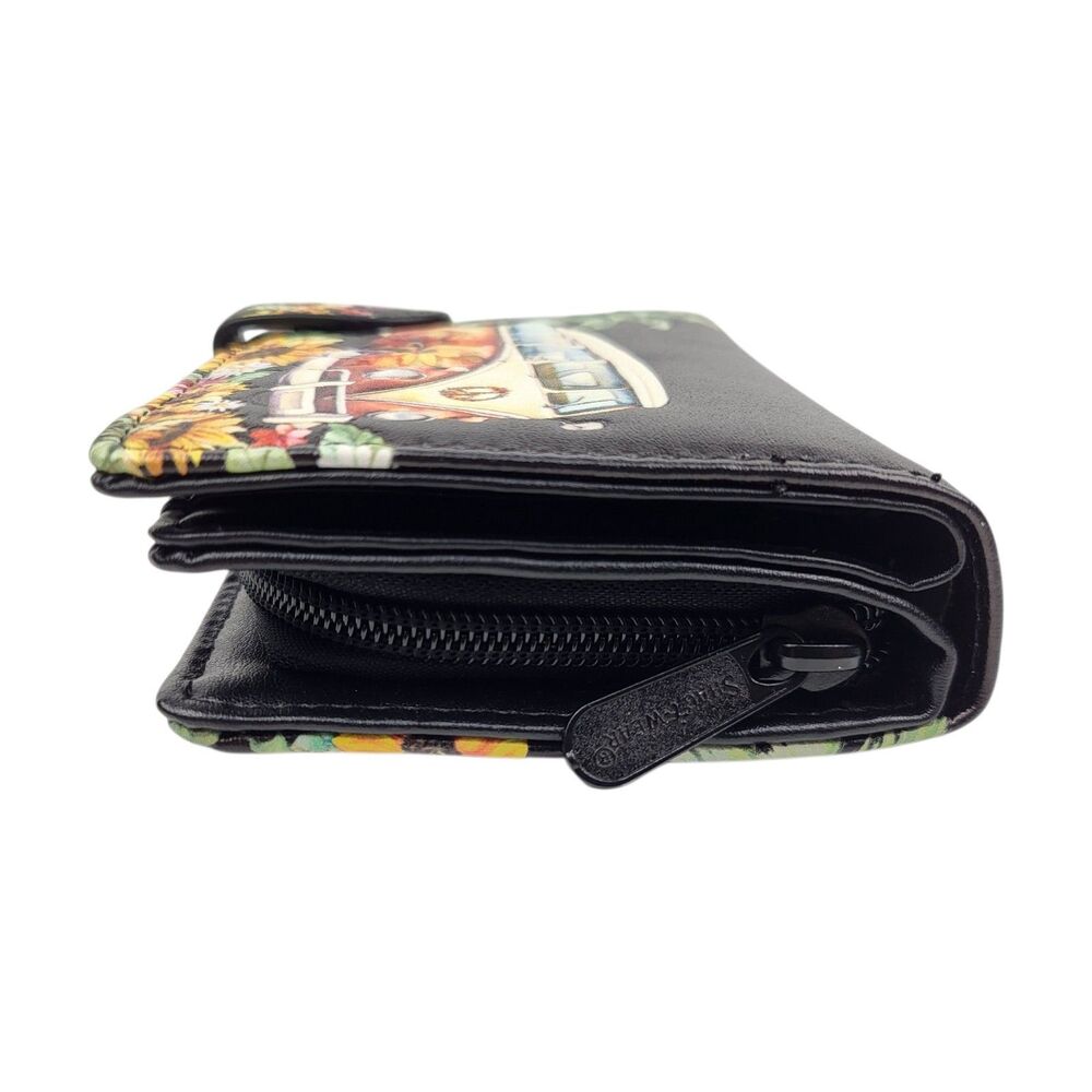 Shagwear Zippered Bifold Wallet Vegan Leather VW Bus Hippie Beach - Picture 6 of 8